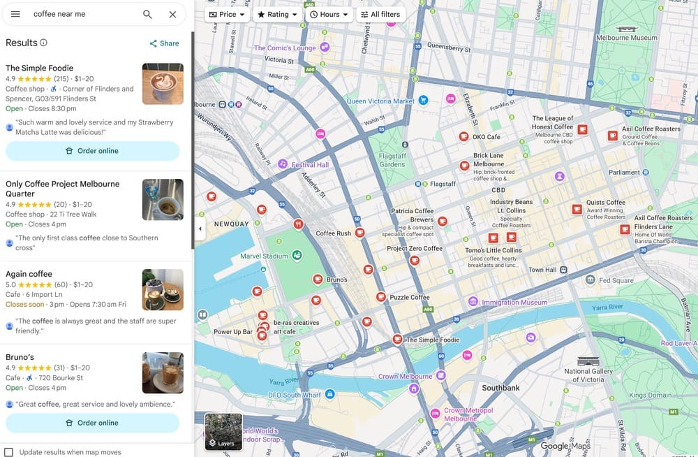 coffee near me search maps melbourne
